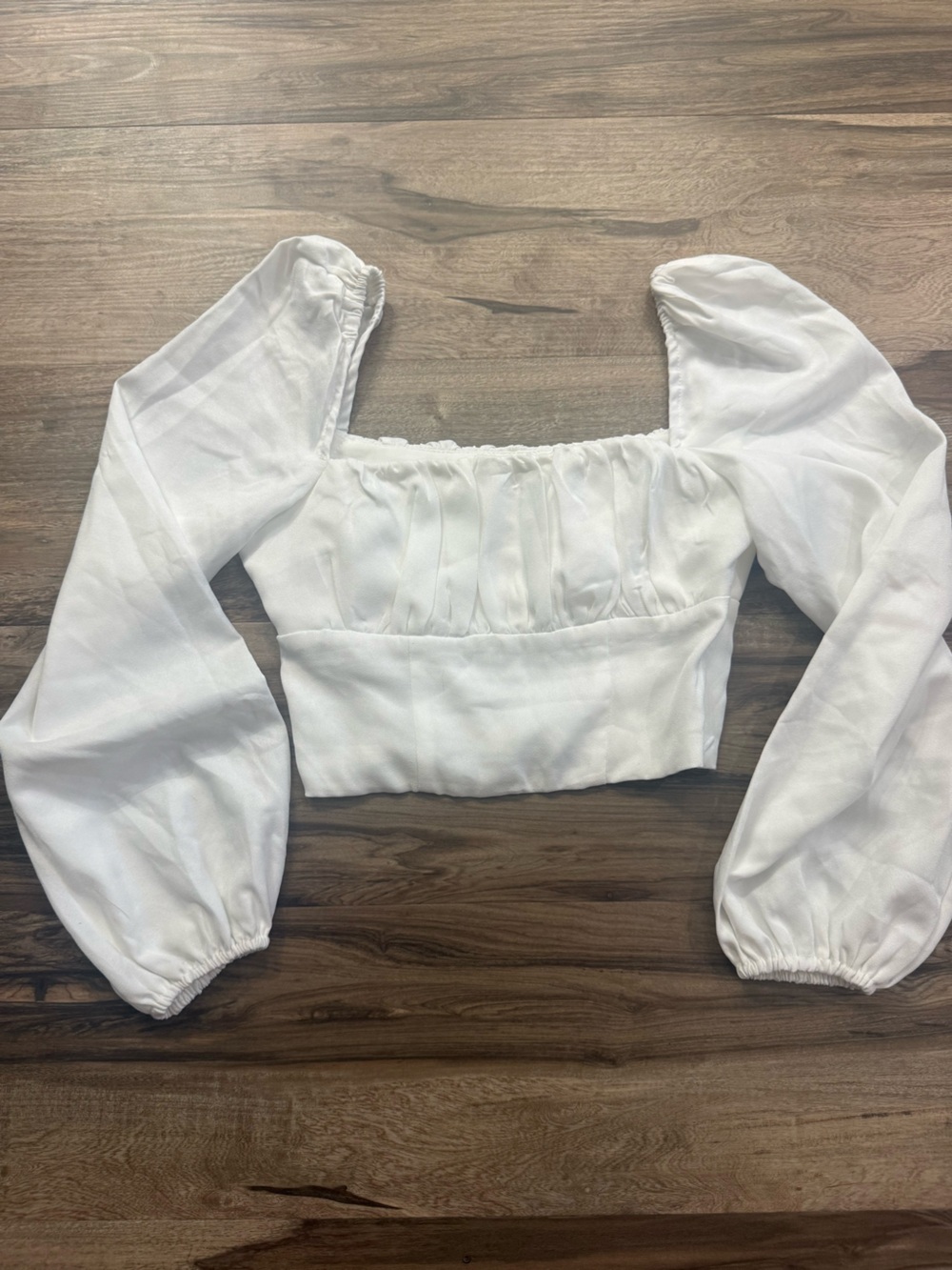 Princess Polly White Puff-Sleeve Square Neck Crop Top - Picture 1 of 4